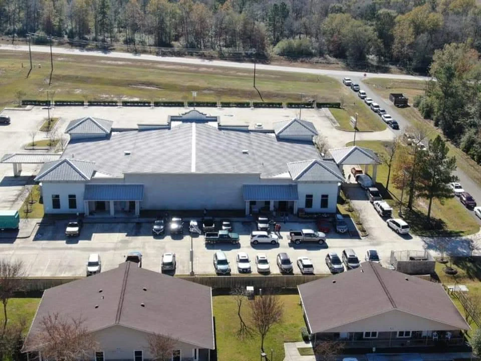 Aerial view of the community center